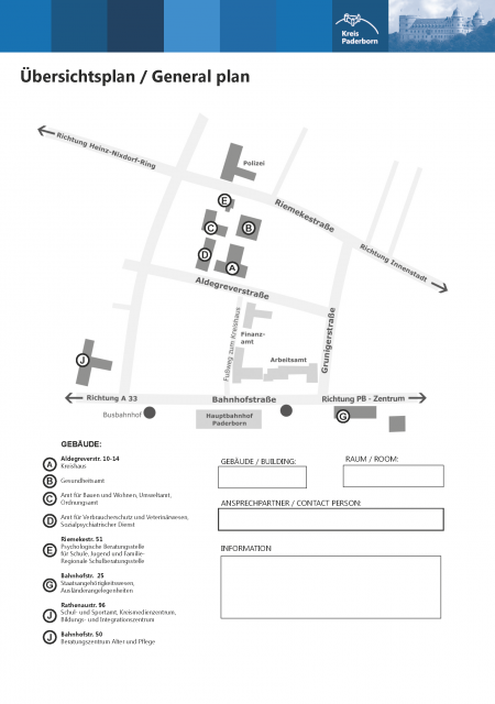 Lageplan Kreishaus Paderborn